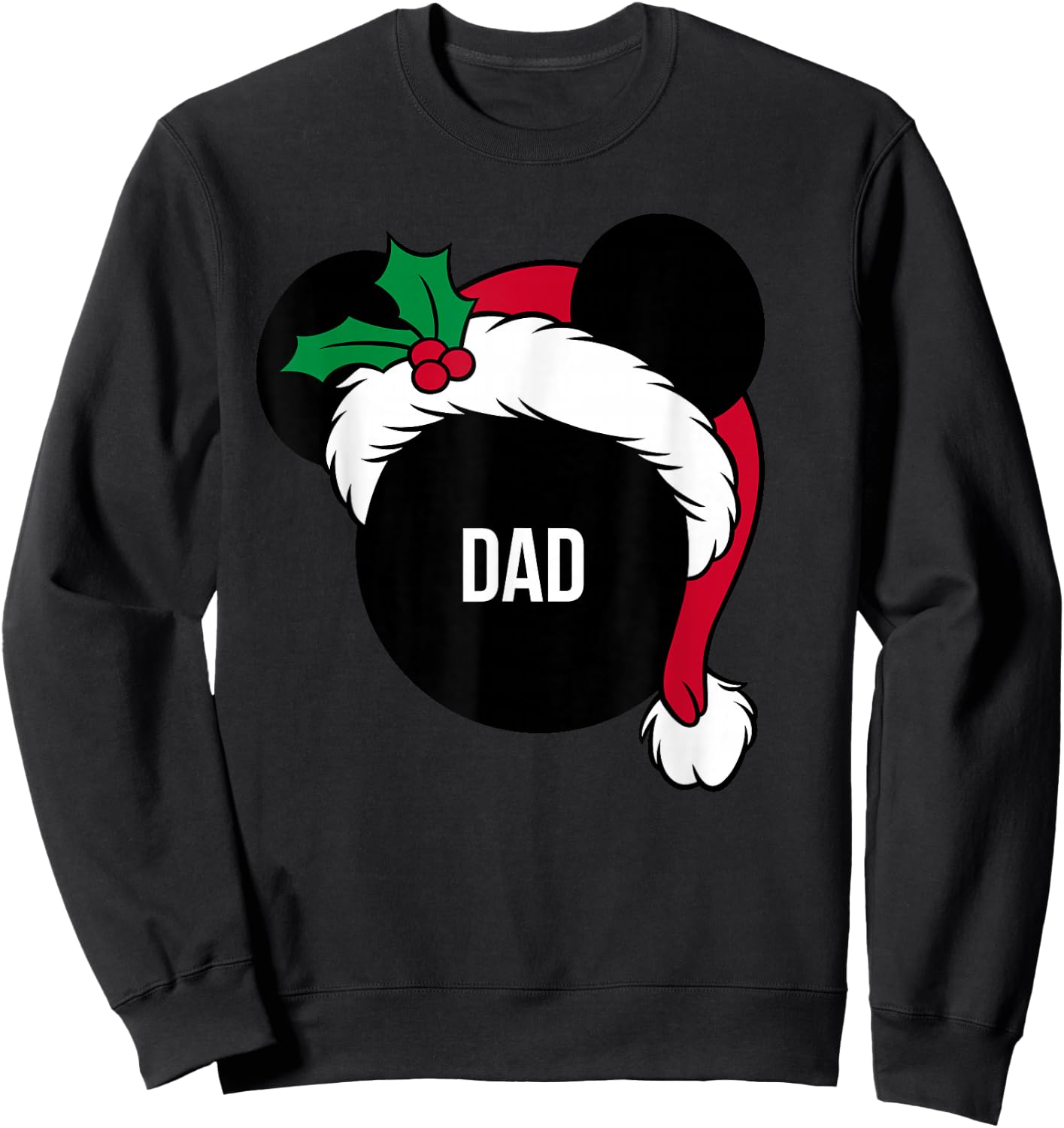 Disney Santa Hat Mickey Christmas Family Matching Dad Sweatshirt - Sweatshirt | Black