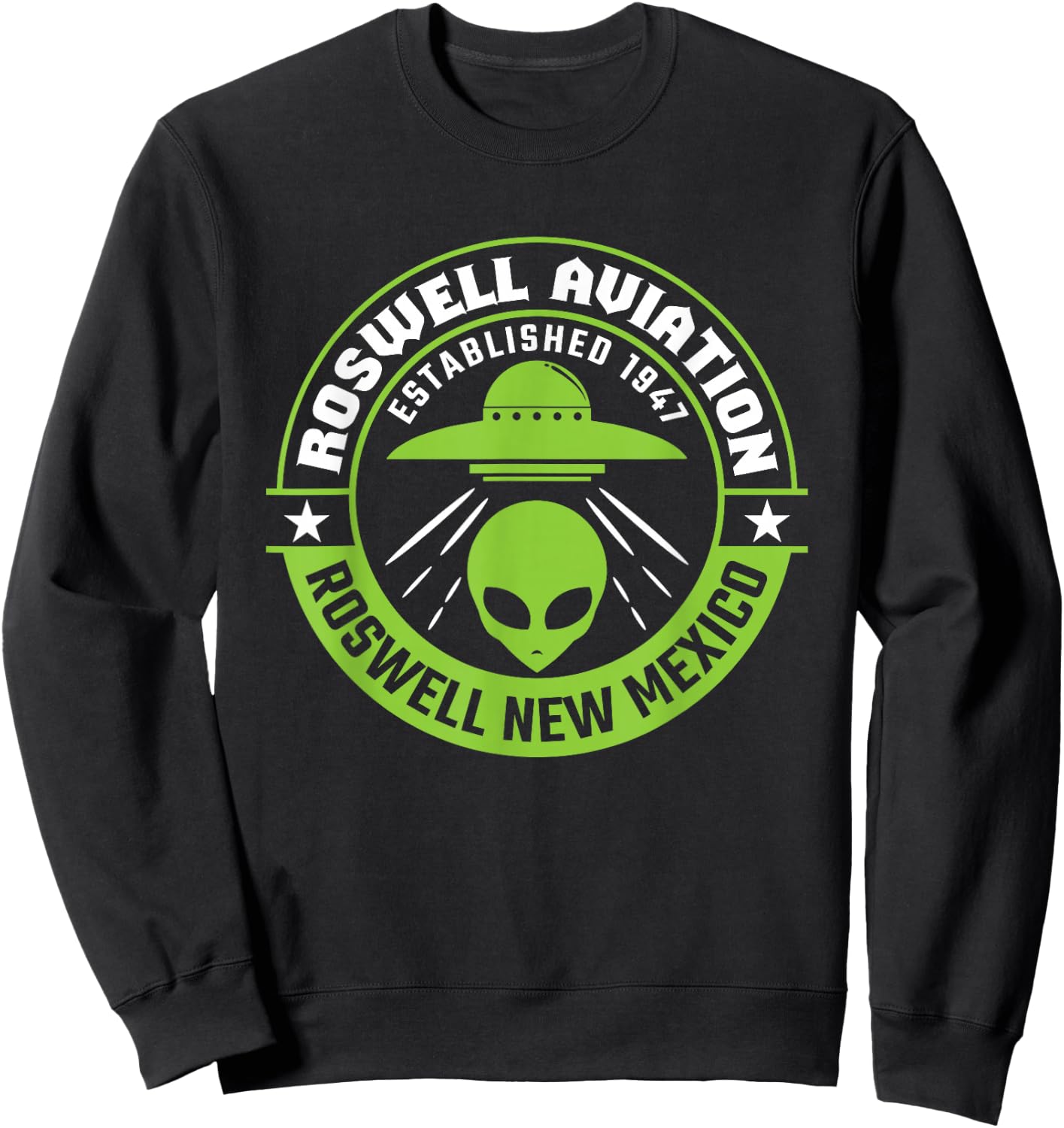 Roswell Aviation Established 1947 Alien Sweatshirt - Sweatshirt | Black