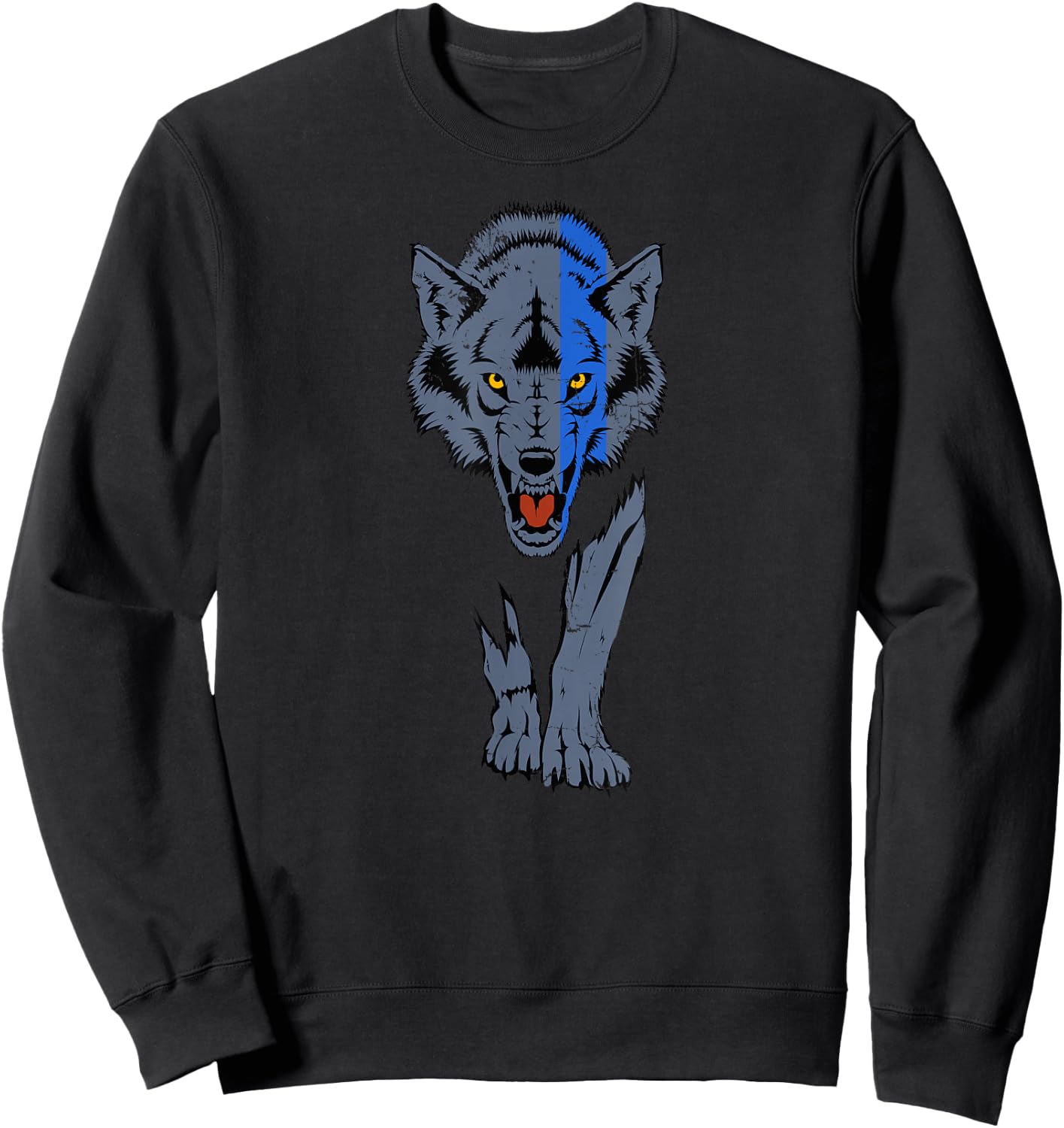 Police Thin Blue Line Wolf Law Enforcement Sheepdog Sweatshirt - Sweatshirt | Black