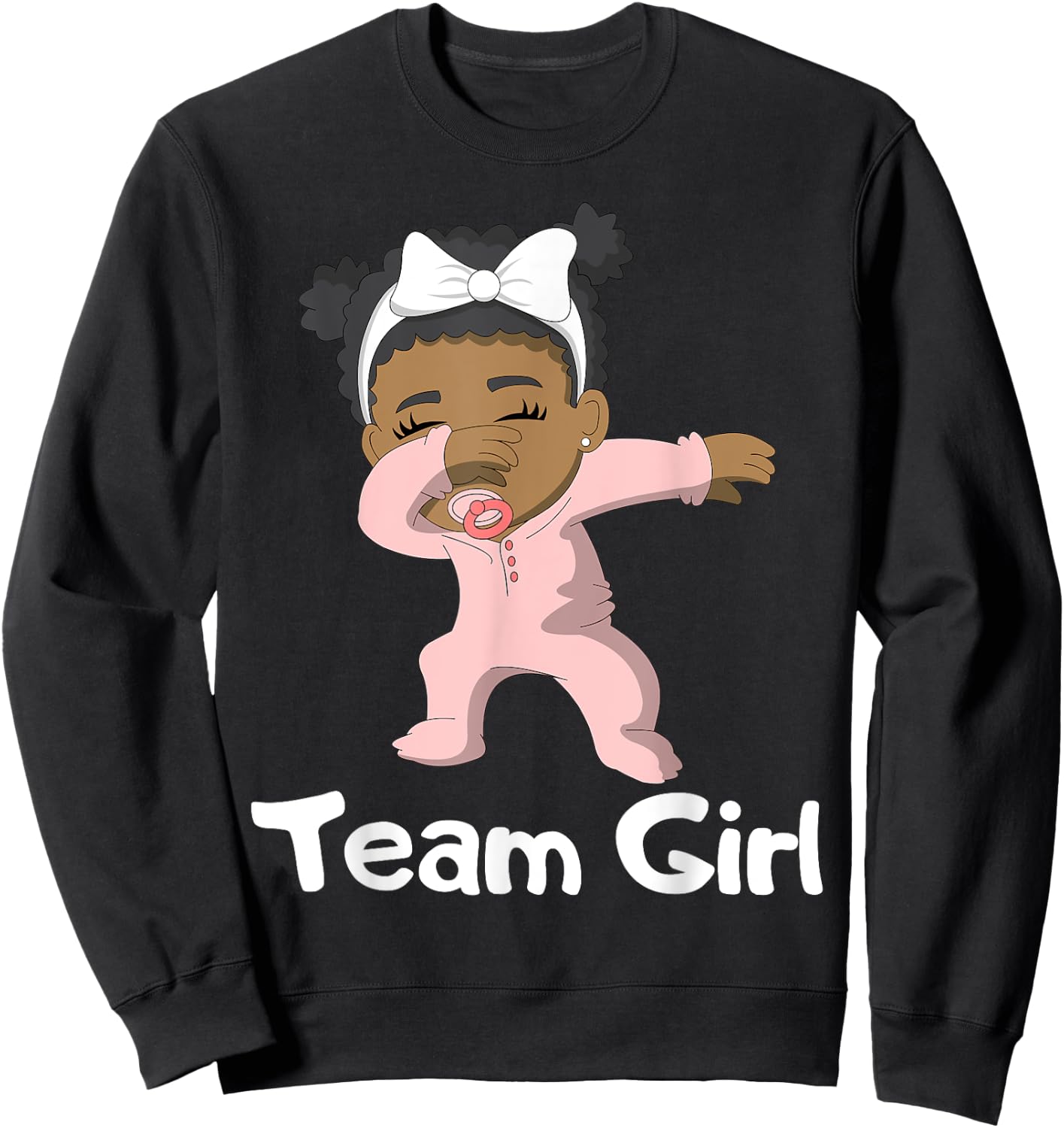 Gender Reveal Party Team Girl Cute Dabbing Black Baby Sweatshirt - Sweatshirt | Black
