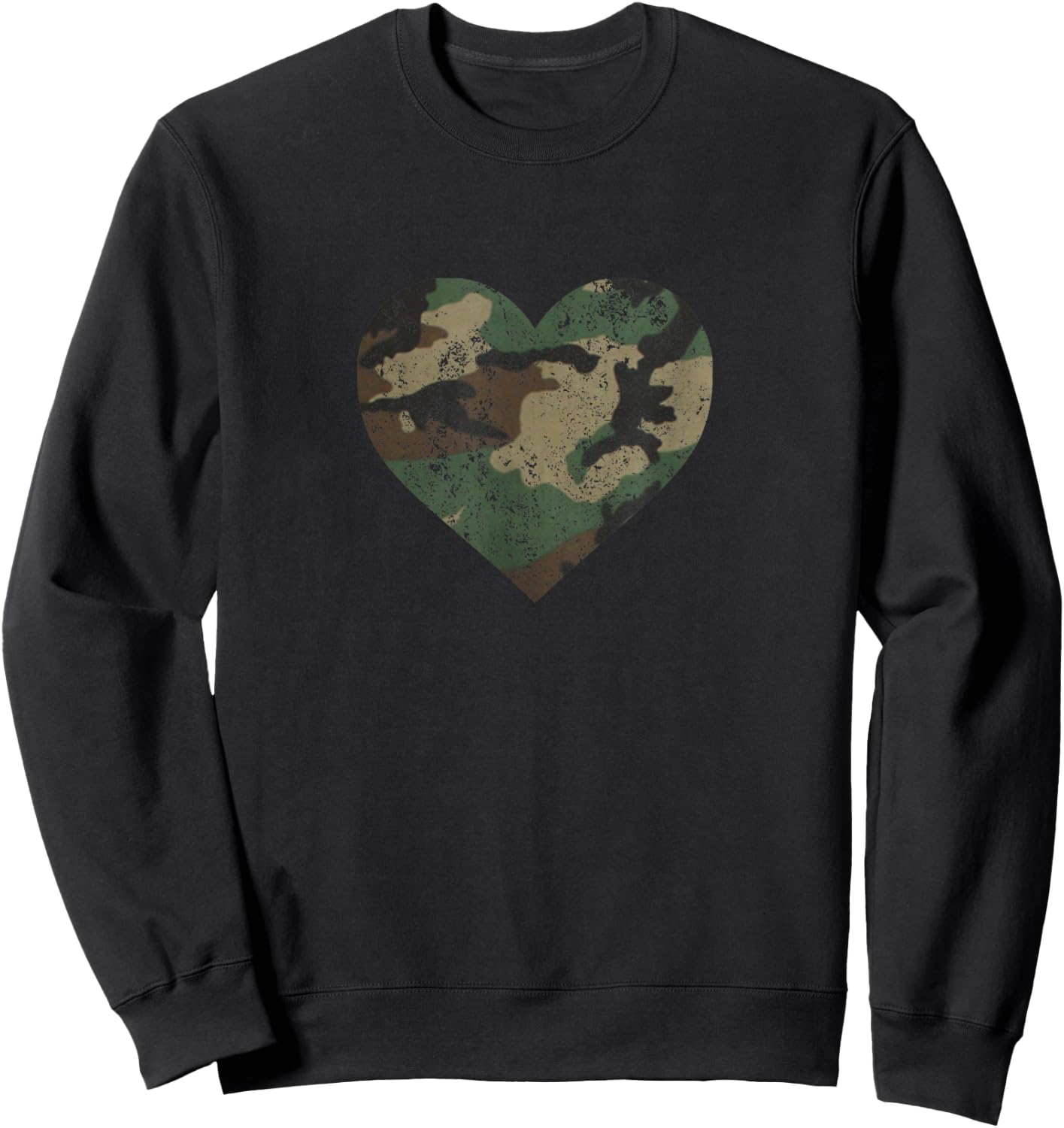 I Love You American Soldier Troops Camo Heart Emoticon Shirt Sweatshirt - Sweatshirt | Black