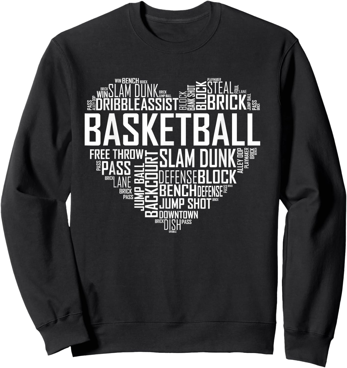 Love Basketball Shirt Gift Player Heart Sweatshirt - Sweatshirt | Black