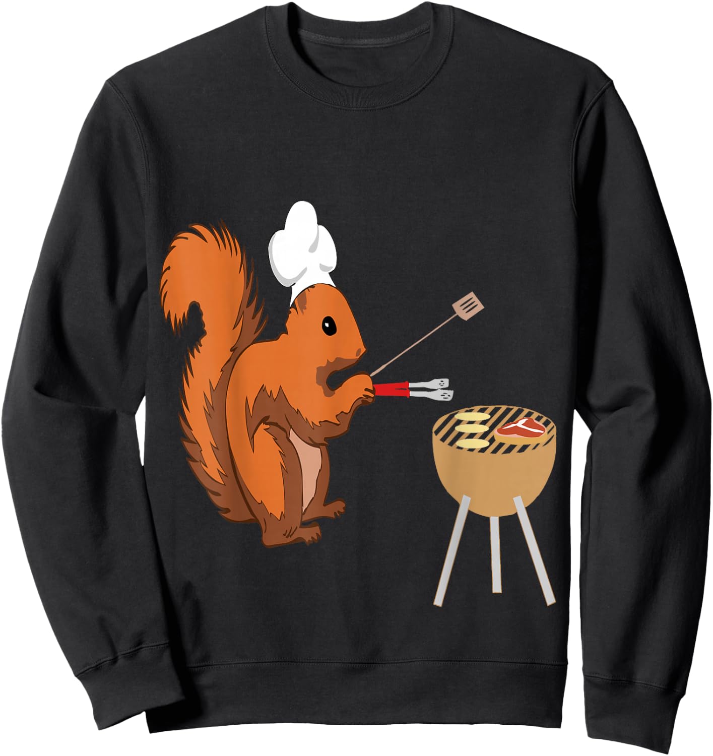 BBQ Squirrel Grilling Cooking Grillmaster Sausage Sweatshirt - Sweatshirt | Black