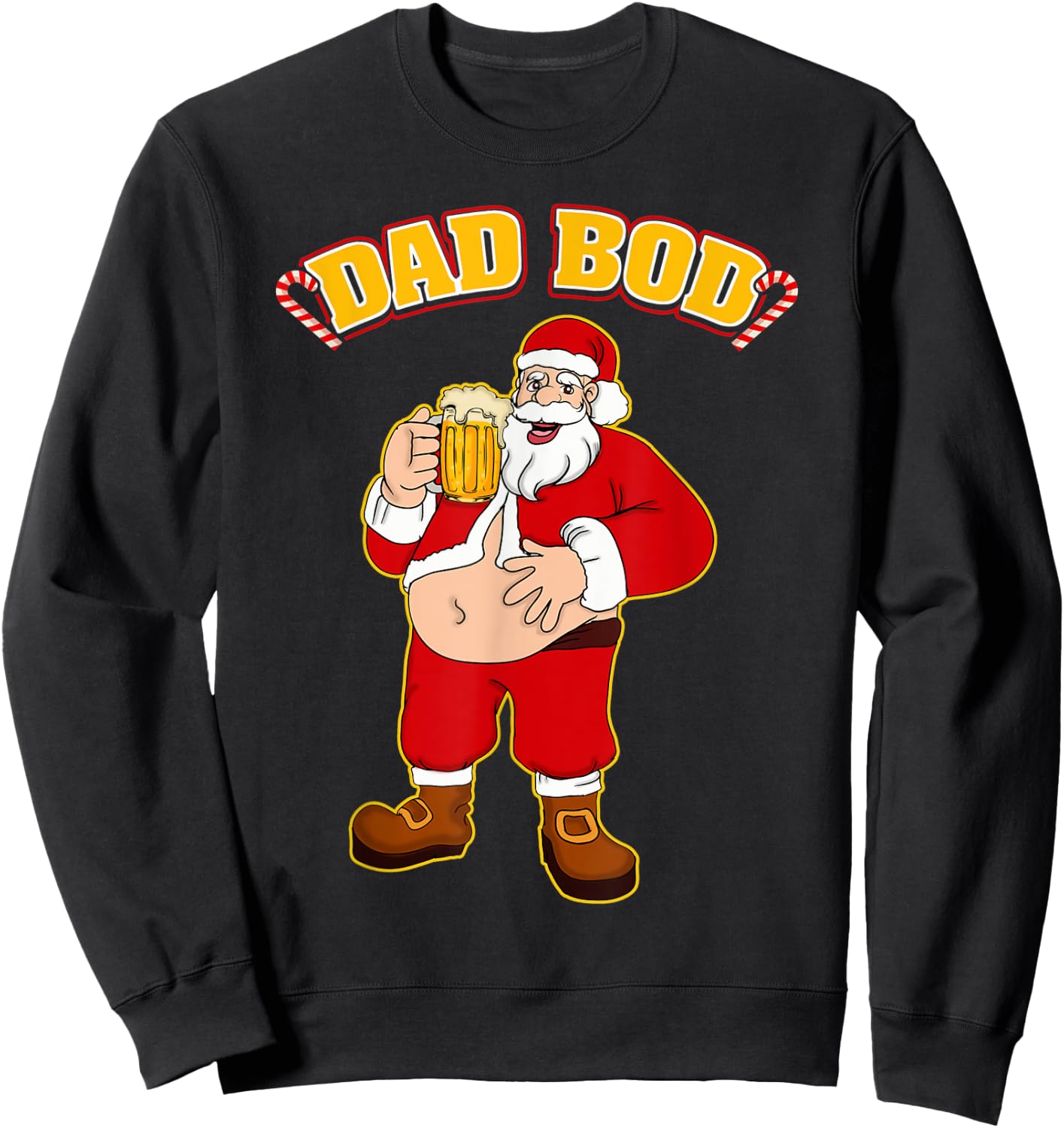 Santa Belly DAD BOD Funny Christmas Beer Belly Sweatshirt - Sweatshirt | Black