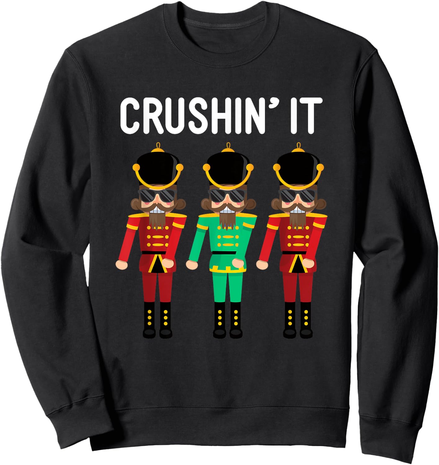 Crushin It Flossing Nutcracker Christmas Dance Sweatshirt - Sweatshirt | Black