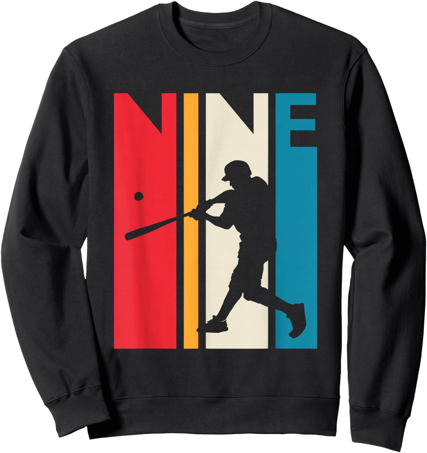9th Birthday Gift Nine Vintage Baseball Birthday 9 Year Old Sweatshirt - Sweatshirt | Black