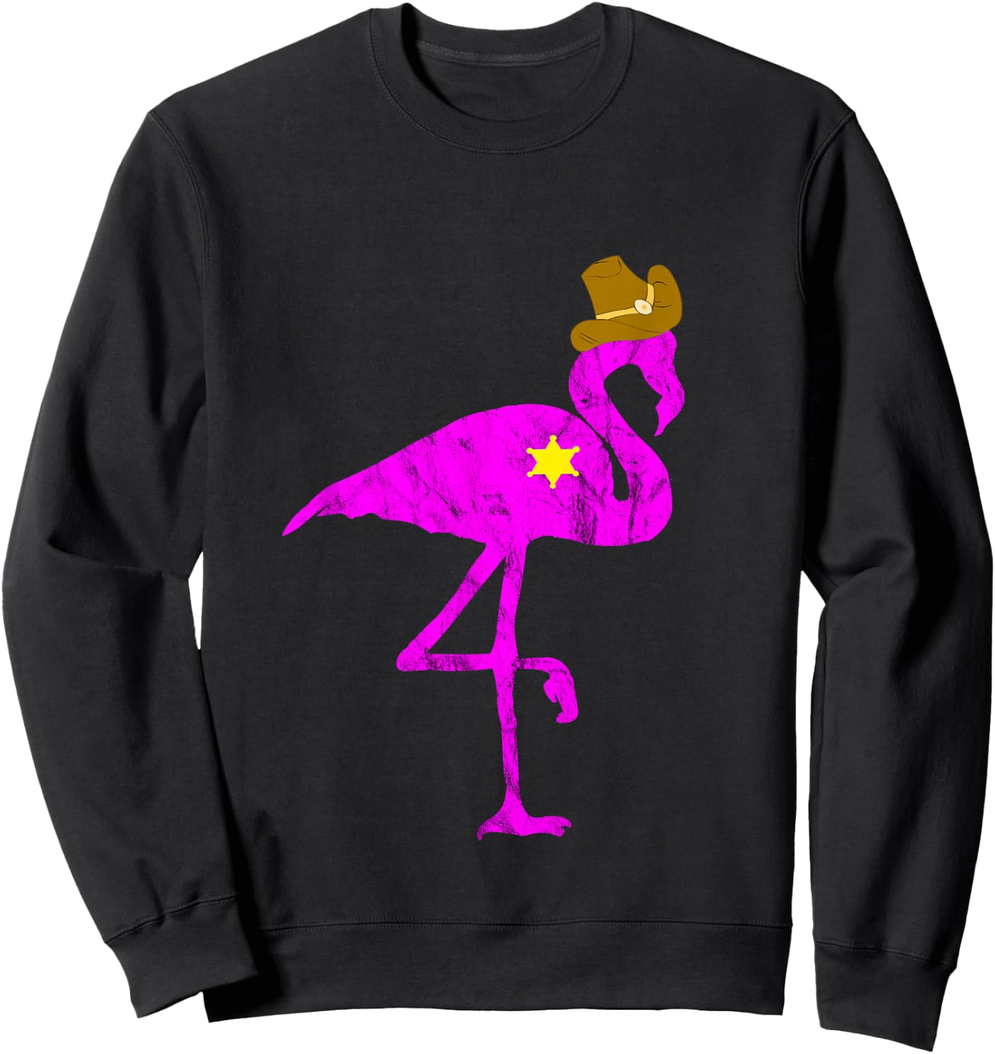 Cowboy Flamingo Exotic Bird Flamazing Sheriff Rancher Sweatshirt - Sweatshirt | Black
