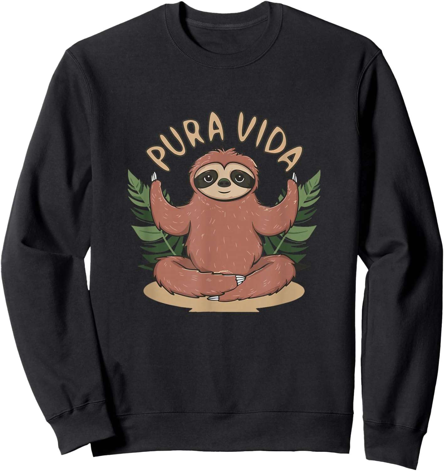 Pura Vida Costa Rica Yogi Sloth Meditation - Costa Rican Sweatshirt - Sweatshirt | Black