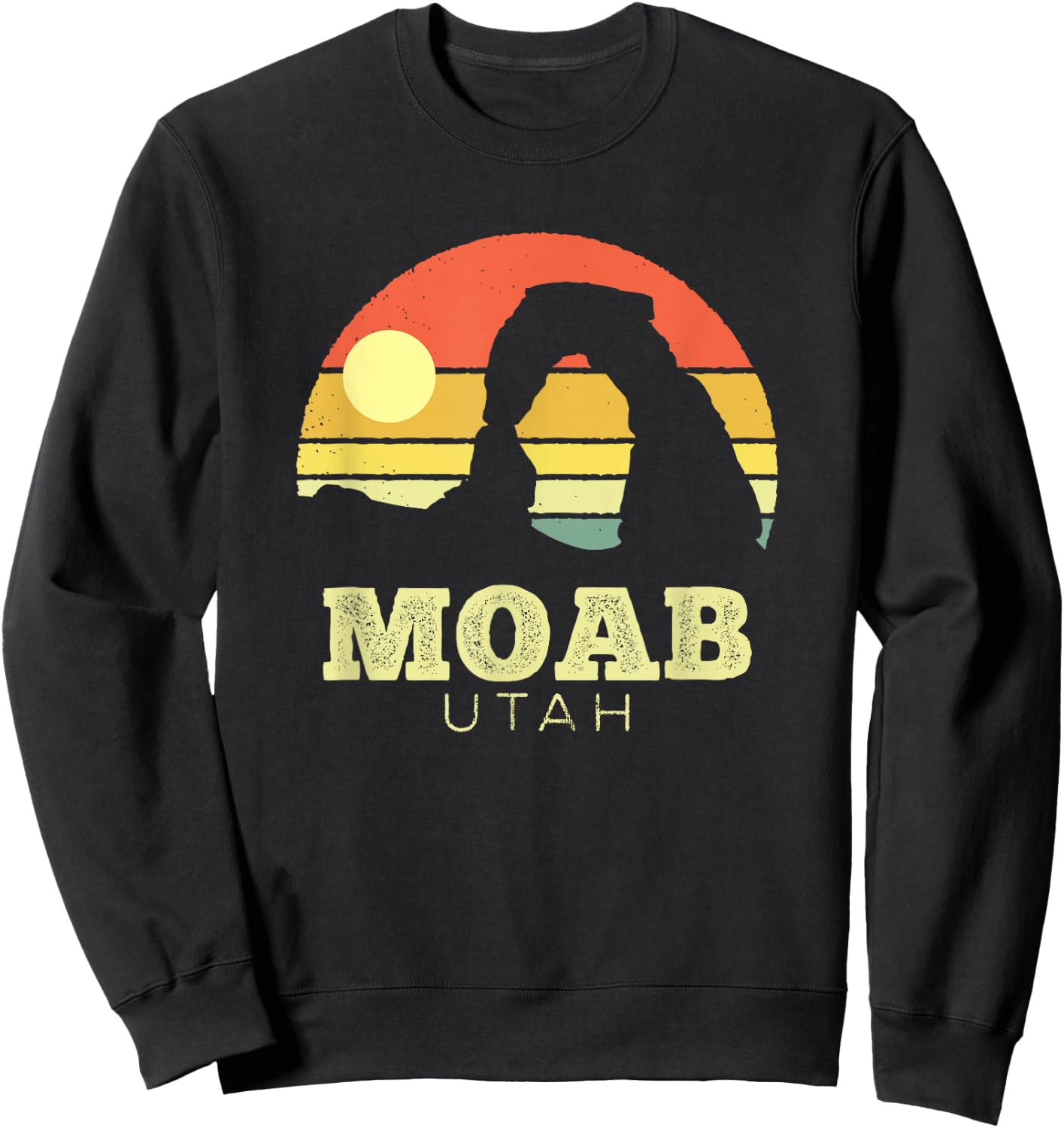 Moab Utah Vintage Sunset Arches Adventure Outdoors Sweatshirt - Sweatshirt | Black