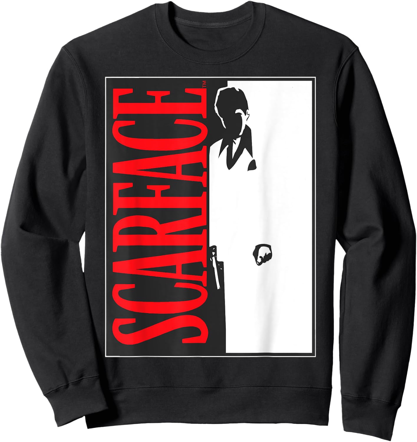 Scarface Black and White Movie Poster Graphic Sweatshirt - Sweatshirt | Black