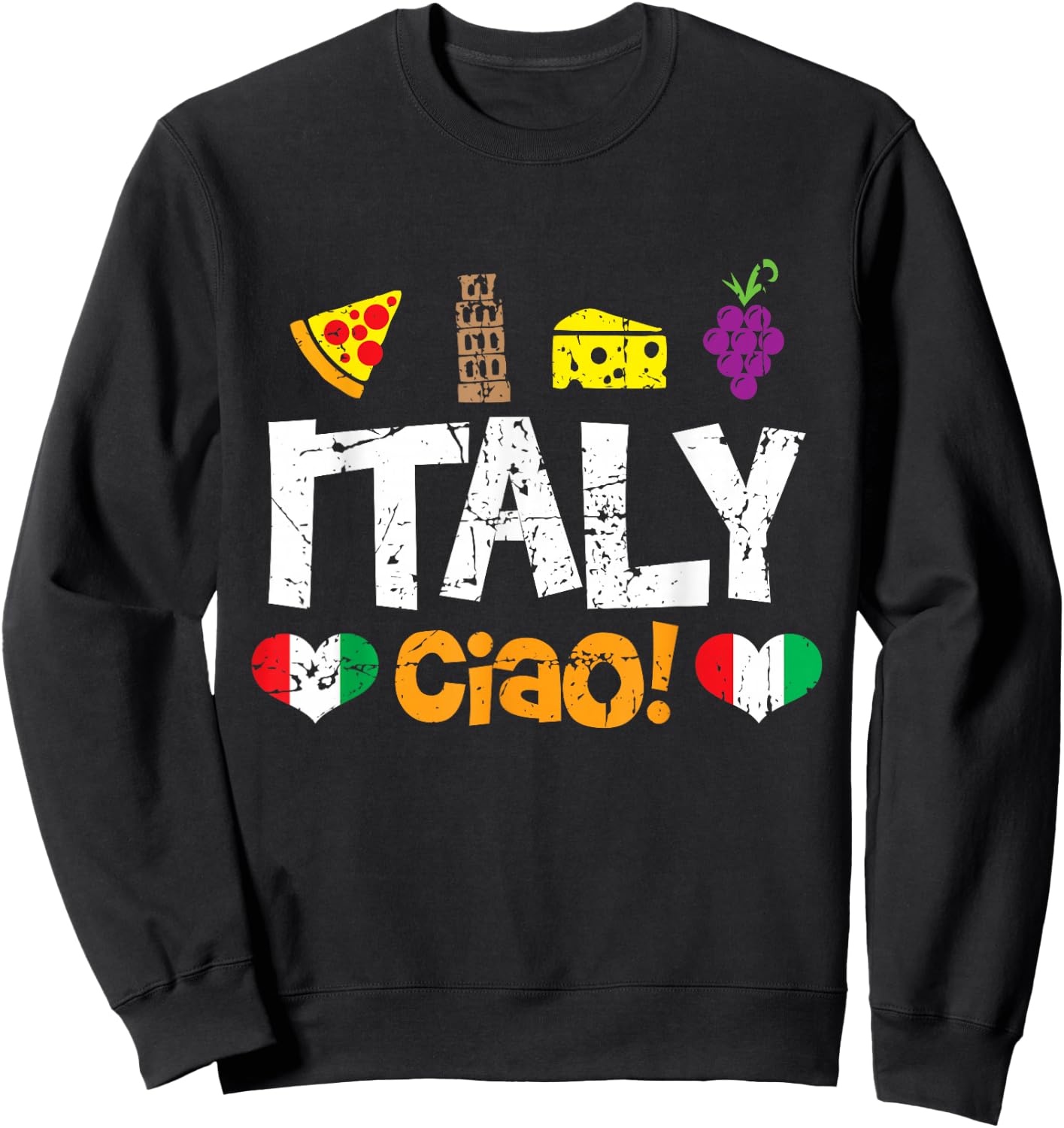 Italy Vacation Shirt Pizza Cheese Pisa Holiday Traveller Sweatshirt - Sweatshirt | Black