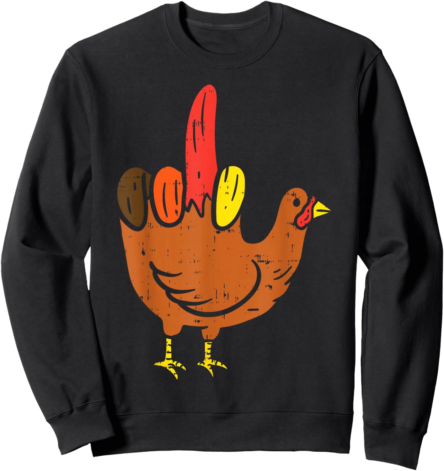 Middle Finger Hand Turkey Funny Offensive Thanksgiving Gift Sweatshirt - Sweatshirt | Black
