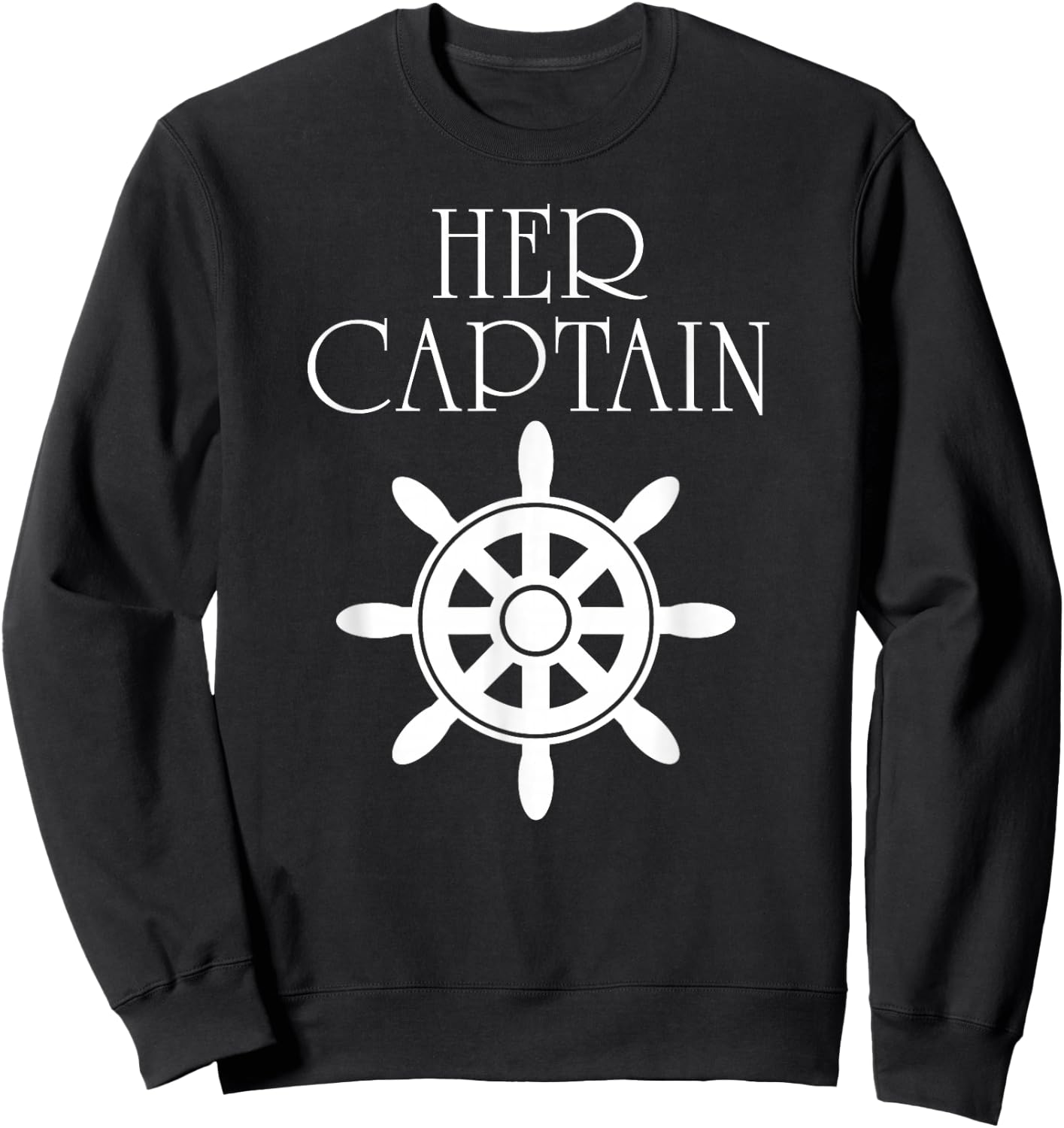 Funny Cruise Her Captain His Anchor Couple Sweatshirt - Sweatshirt | Black