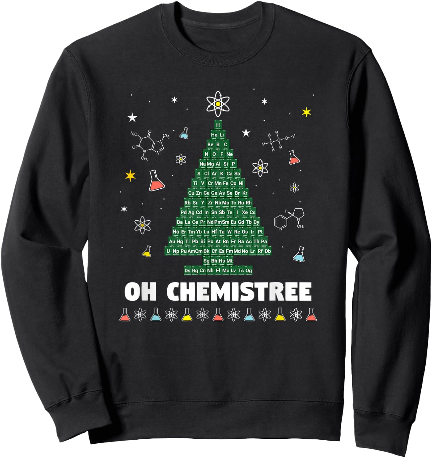 OH CHEMISTREE Periodic Table Chemistry Christmas Tree Sweatshirt - Sweatshirt | Black