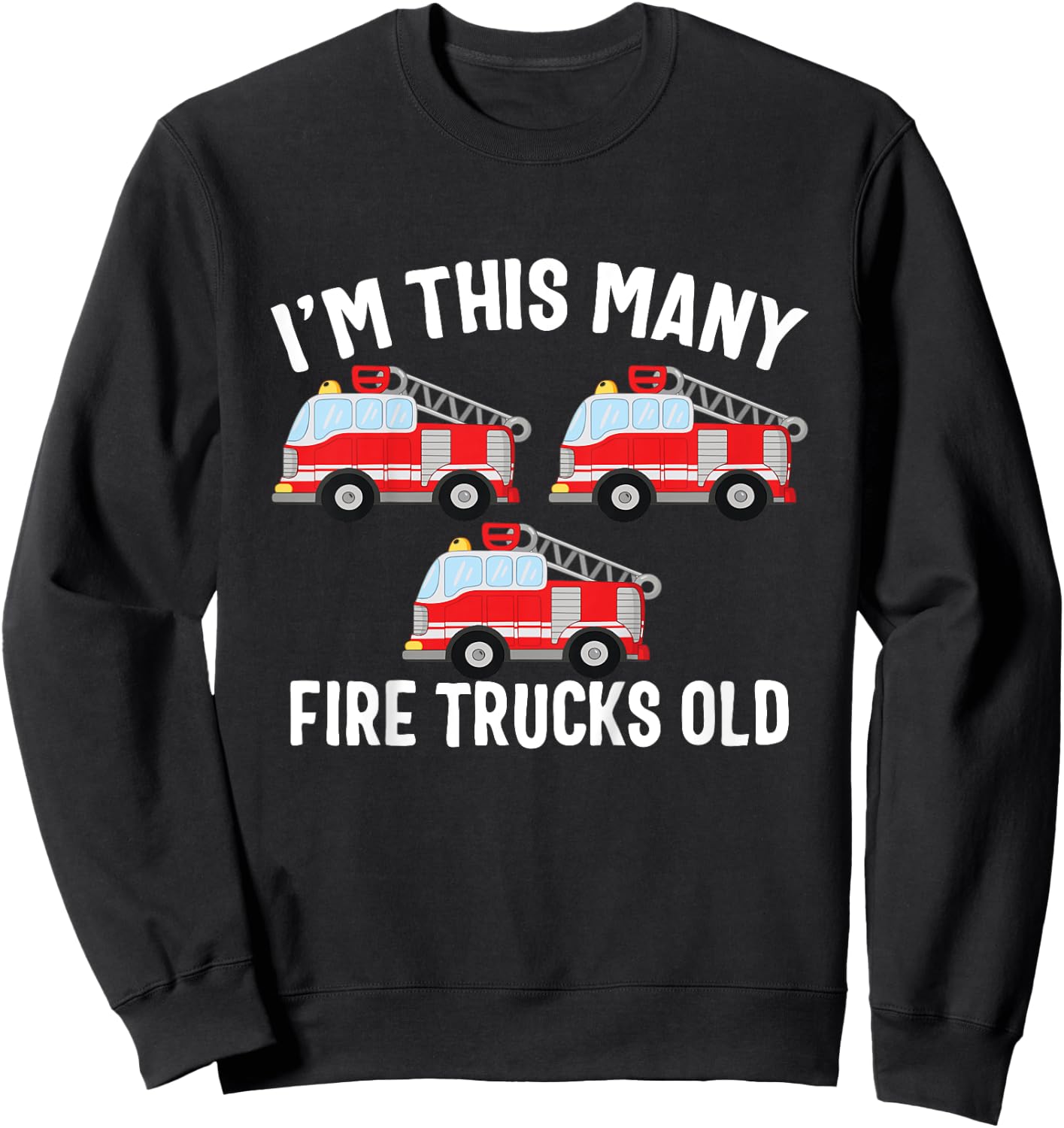 3 Year Old Firefighter Birthday Party Fire Truck 3rd Gift Sweatshirt - Sweatshirt | Black