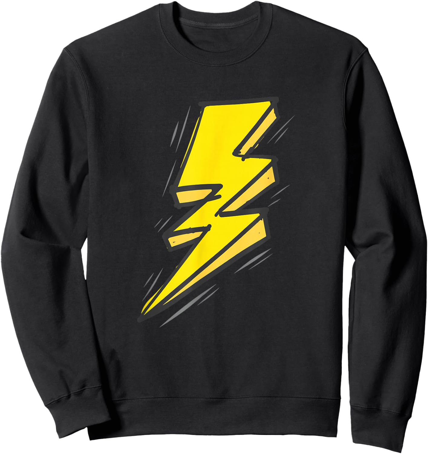 Jagged Yellow Lightning Strike Bolt Sweatshirt - Sweatshirt | Black