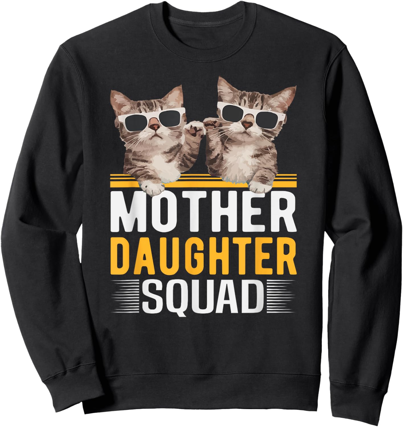 Mother Daughter Squad Cat Fist Bump Matching Men Women Kids Sweatshirt - Sweatshirt | Black