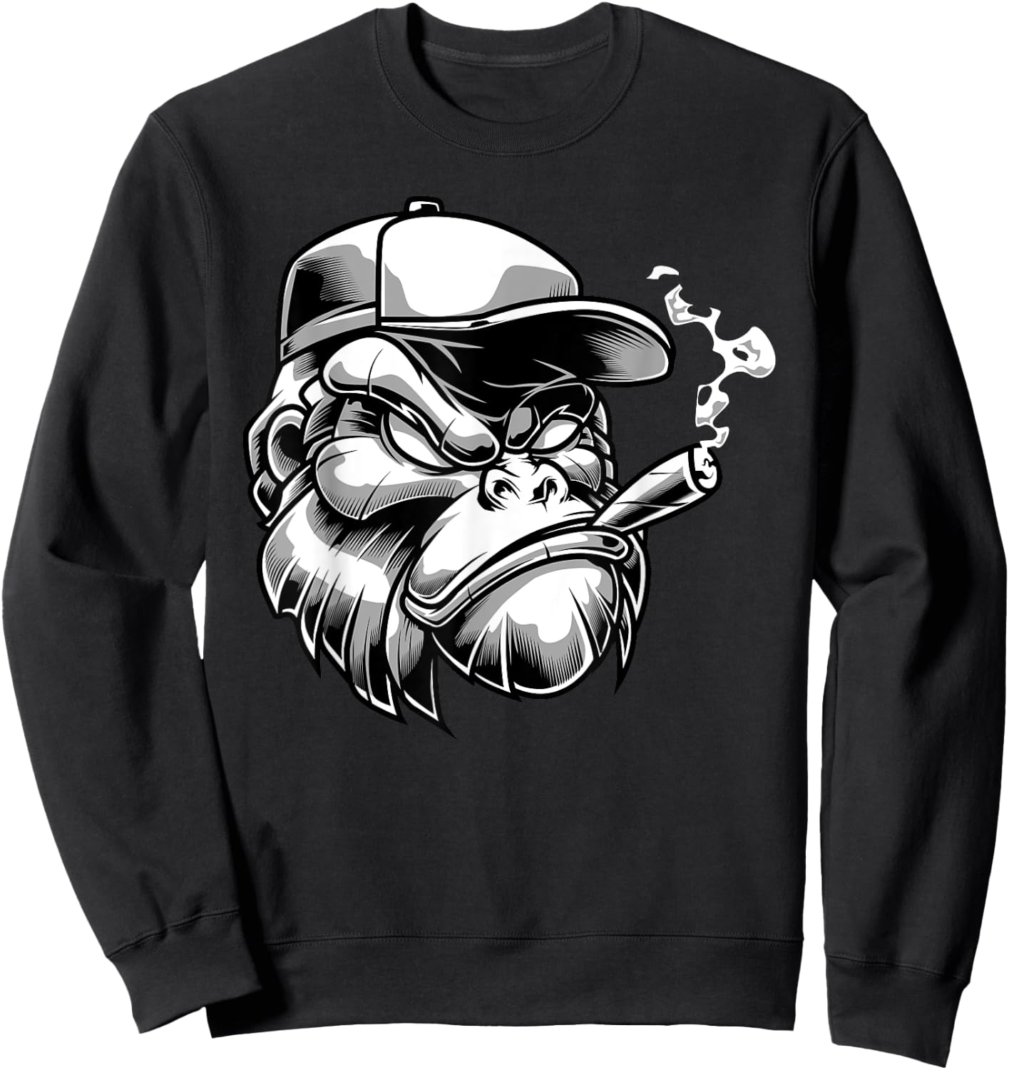 Gorilla with Cigar Silver Back Monkey Gift Sweatshirt - Sweatshirt | Black