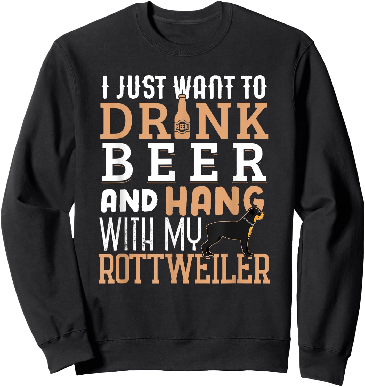 Rottweiler Dad Shirt Funny Father's Day Rottie Dog Beer Sweatshirt - Sweatshirt | Black