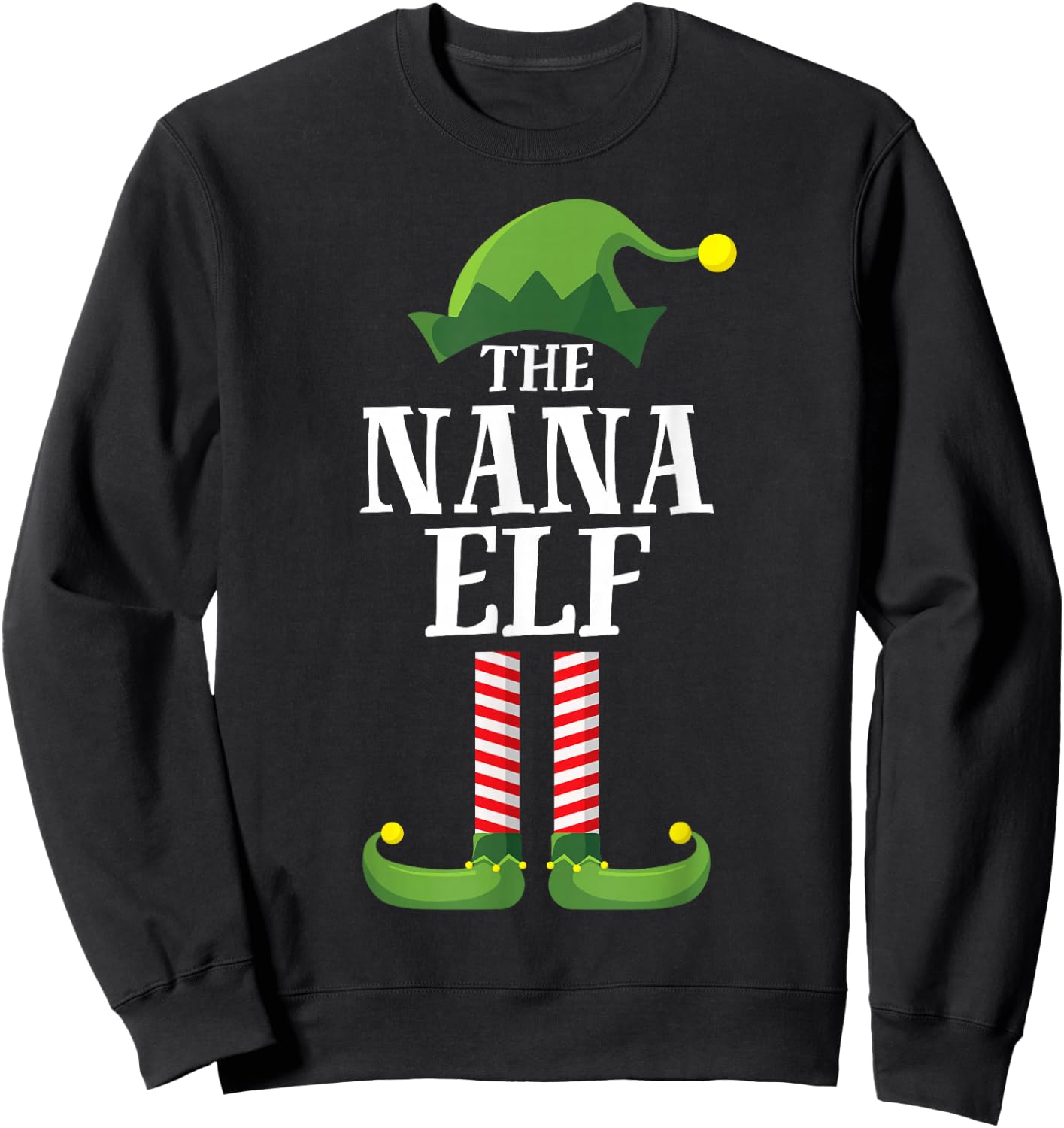 Nana Elf Matching Family Group Christmas Party Pyjamas Sweatshirt - Sweatshirt | Black