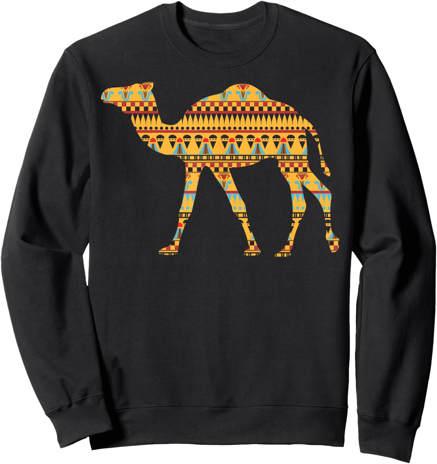 Camel T Shirt Middle Eastern Rug Pattern Women Men Kids Sweatshirt - Sweatshirt | Black