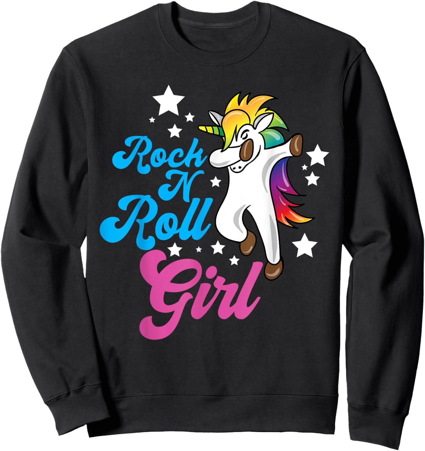 Funny Unicorn Rock n Roll Girl Shirt Rockin Musician Gift Sweatshirt - Sweatshirt | Black