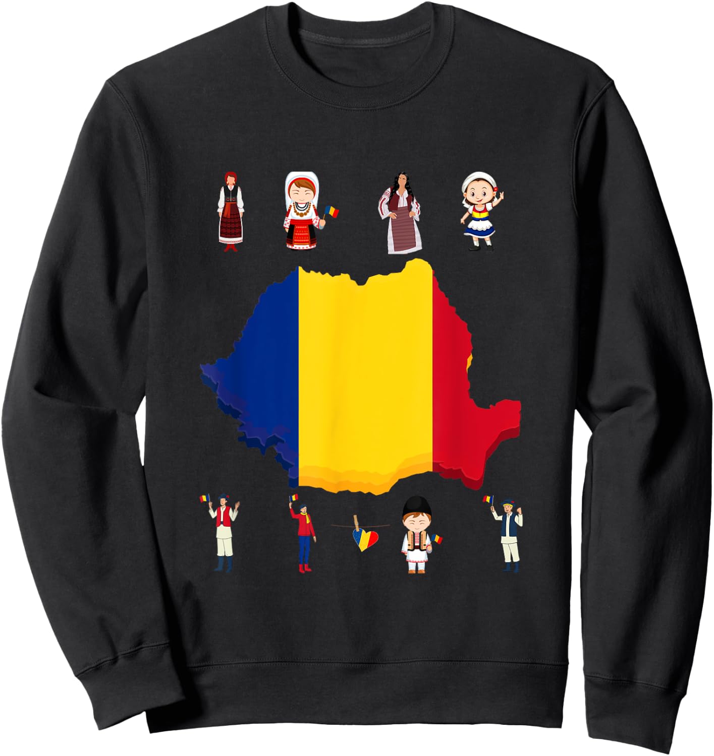 Traditional Romanian Family and Woman Sweatshirt - Sweatshirt | Black