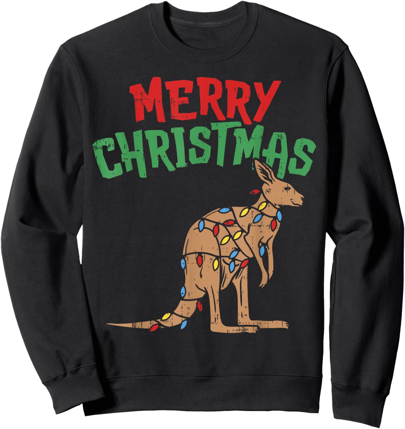 Merry Christmas Kangaroo Shirt Australian Australia Gift Sweatshirt - Sweatshirt | Black