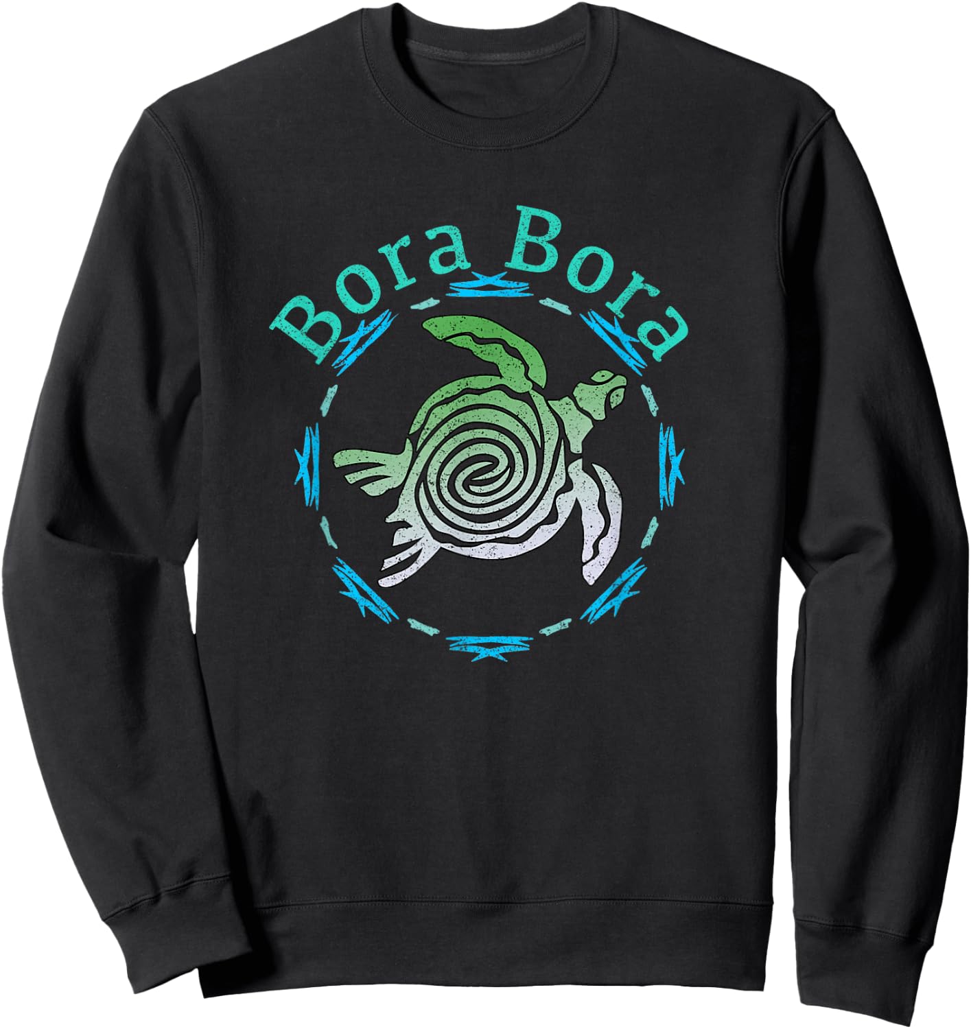 Bora Bora Vintage Tribal Turtle Gift Sweatshirt - Sweatshirt | Black