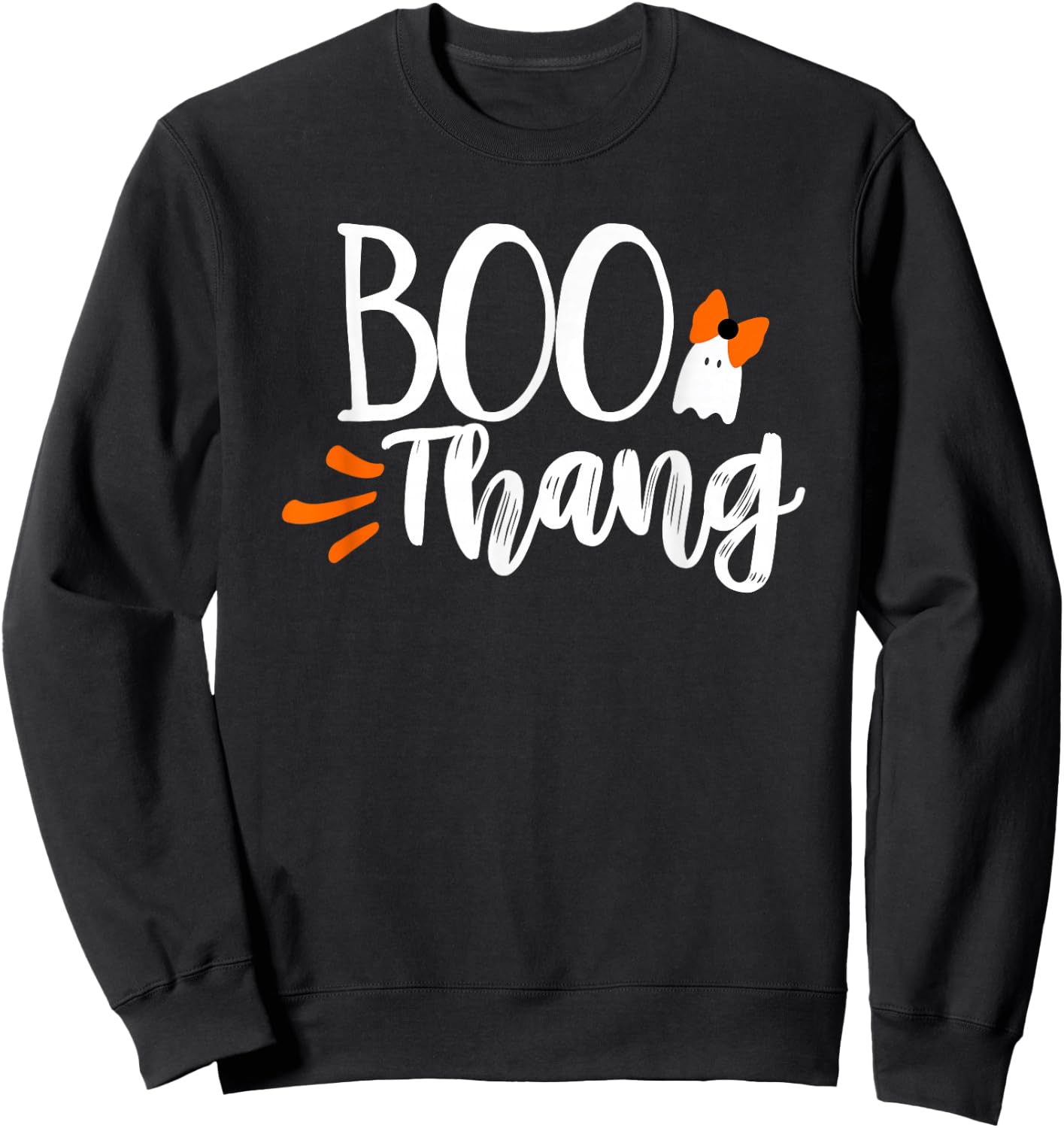 Boo Thang Thing Cute Halloween Ghost Girl's Bow Gift Sweatshirt - Sweatshirt | Black