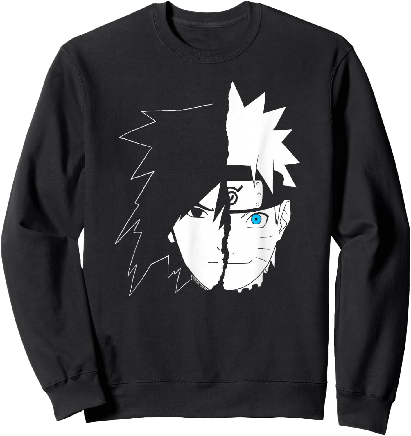 Naruto Sasuke Split Face Anime Sweatshirt - Sweatshirt | Black