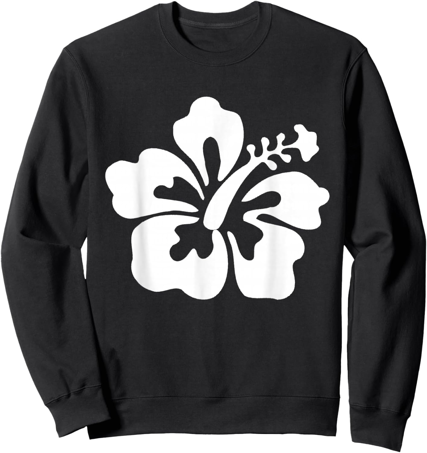 Hawaiian White Hibiscus - Hawaiian Flower T Shirt Sweatshirt - Sweatshirt | Black