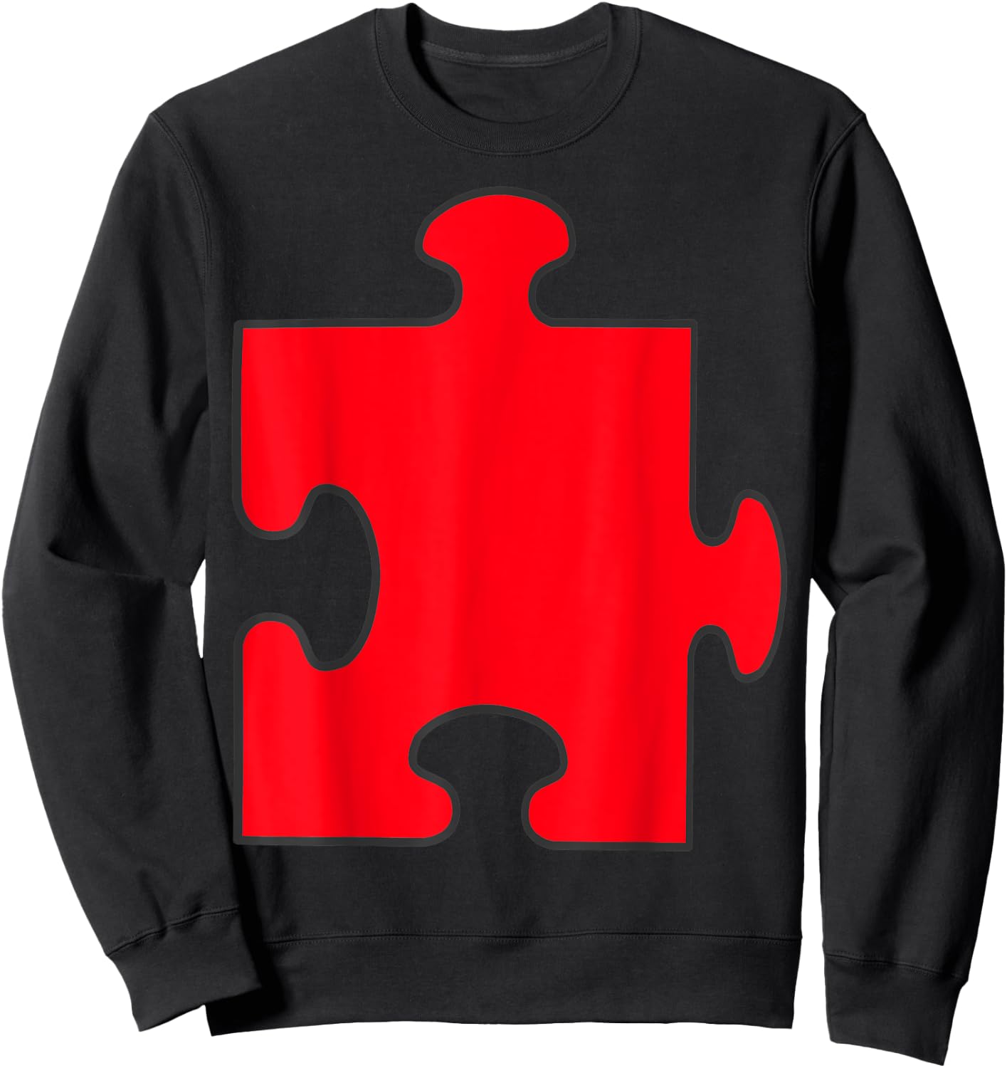 Halloween Group Couple Costumes - Red Puzzle Piece Costume Sweatshirt - Sweatshirt | Black