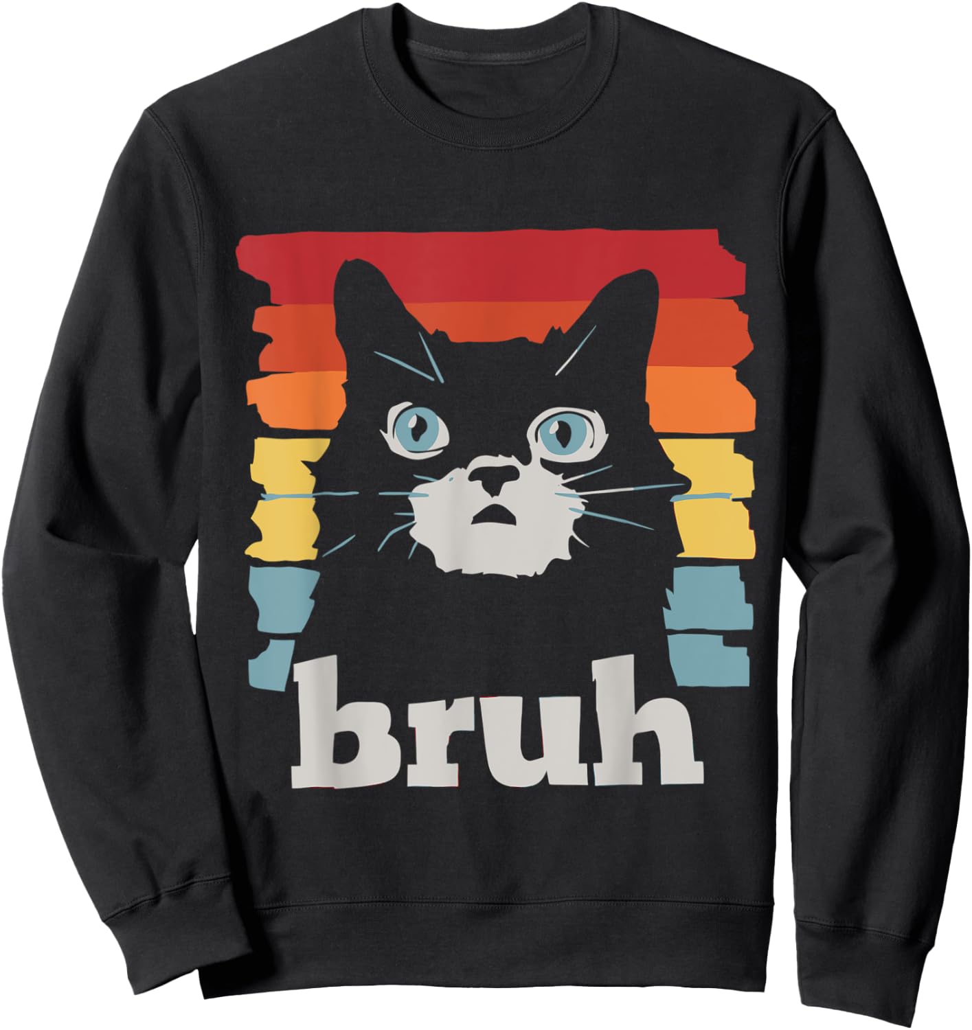 Bruh Cat Meme Funny Cat Sweatshirt - Sweatshirt | Black