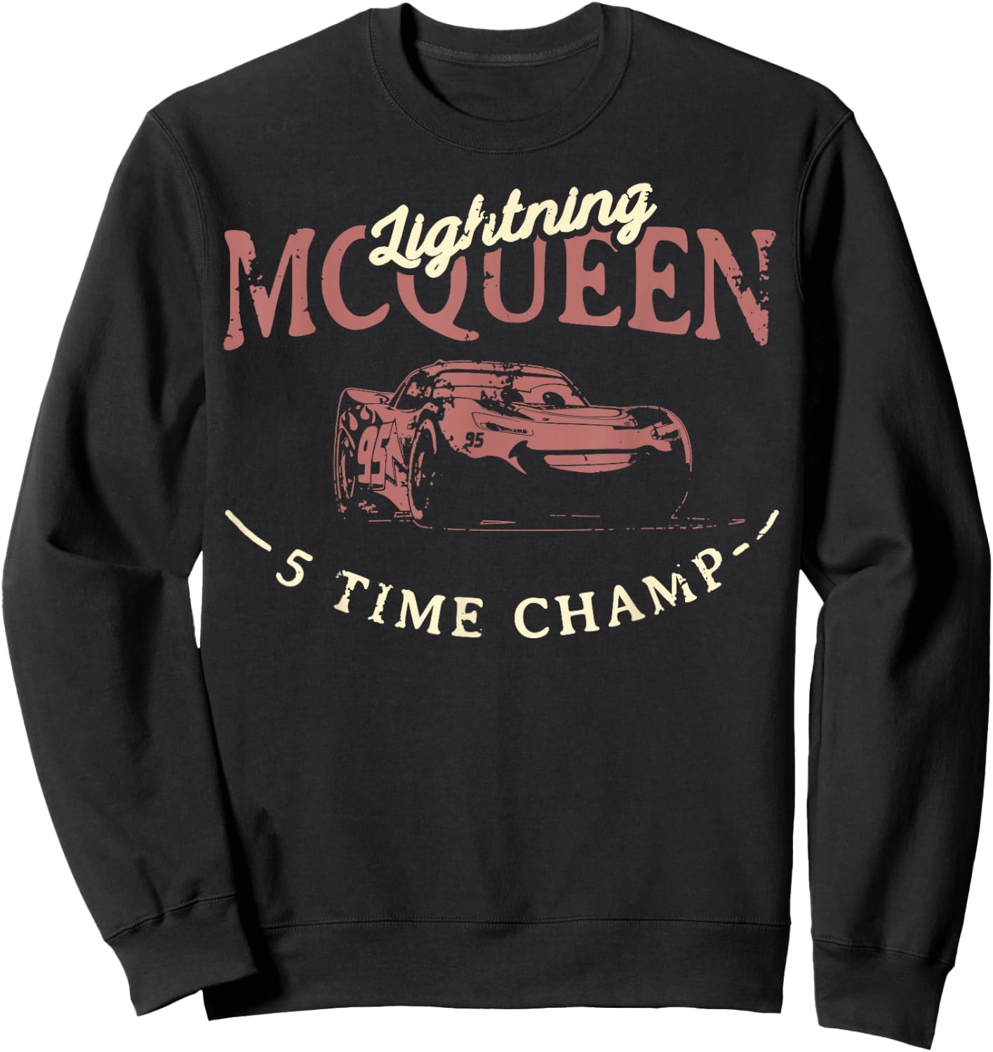 Disney Pixar Cars 3 Lightning McQueen Vintage 5 Time Champ Sweatshirt - Sweatshirt | Black
