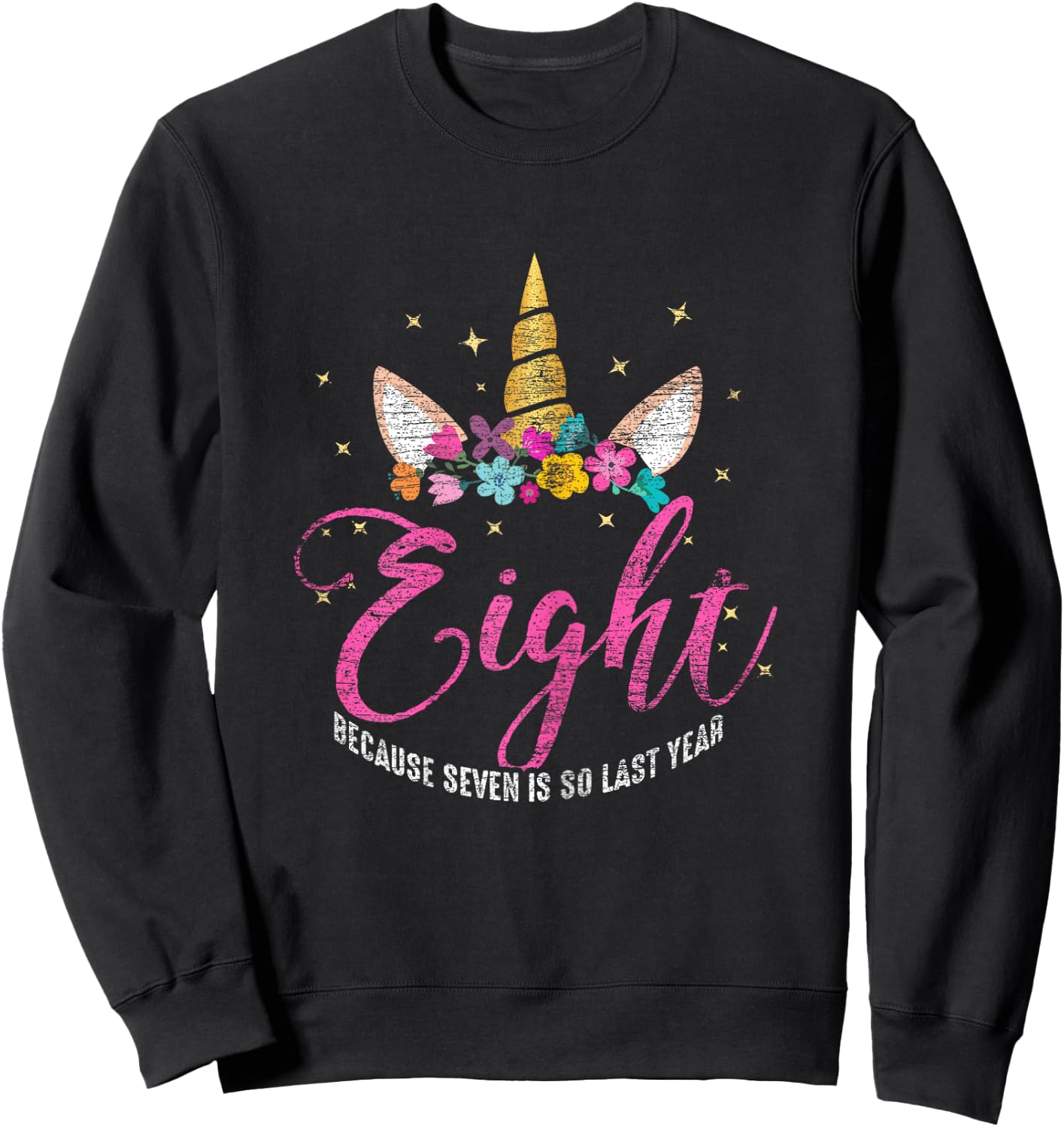 8 Years Old Birthday Girl Gifts Unicorn 8th Birthday Sweatshirt - Sweatshirt | Black