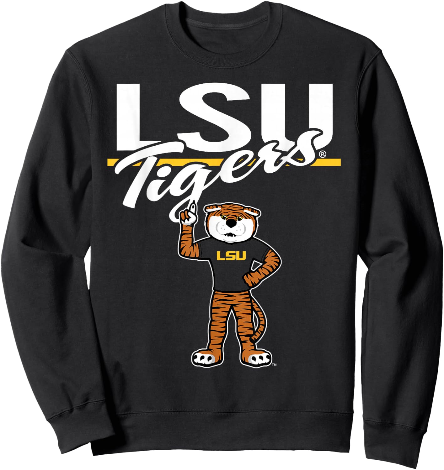 LSU Tigers Mascot Purple Officially Licensed Sweatshirt - Sweatshirt | Black