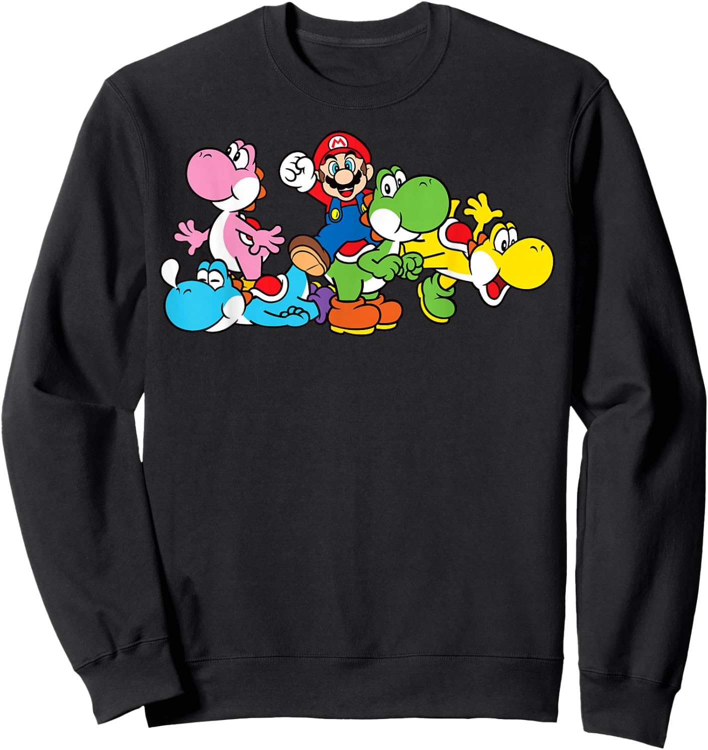 Super Mario Yoshi Ride Group Mashup Sweatshirt - Sweatshirt | Black