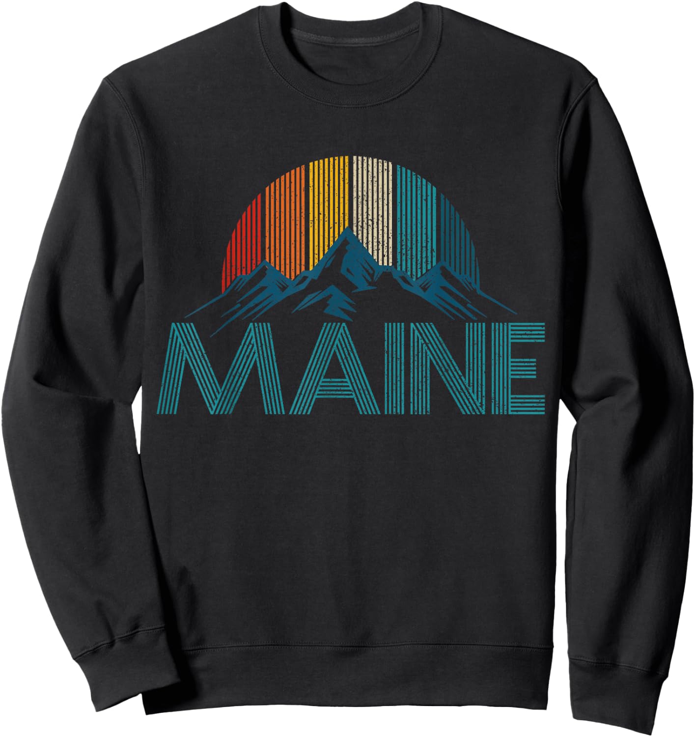 Maine Vintage Retro Mountains Souvenir Gift Sweatshirt - Sweatshirt | Black