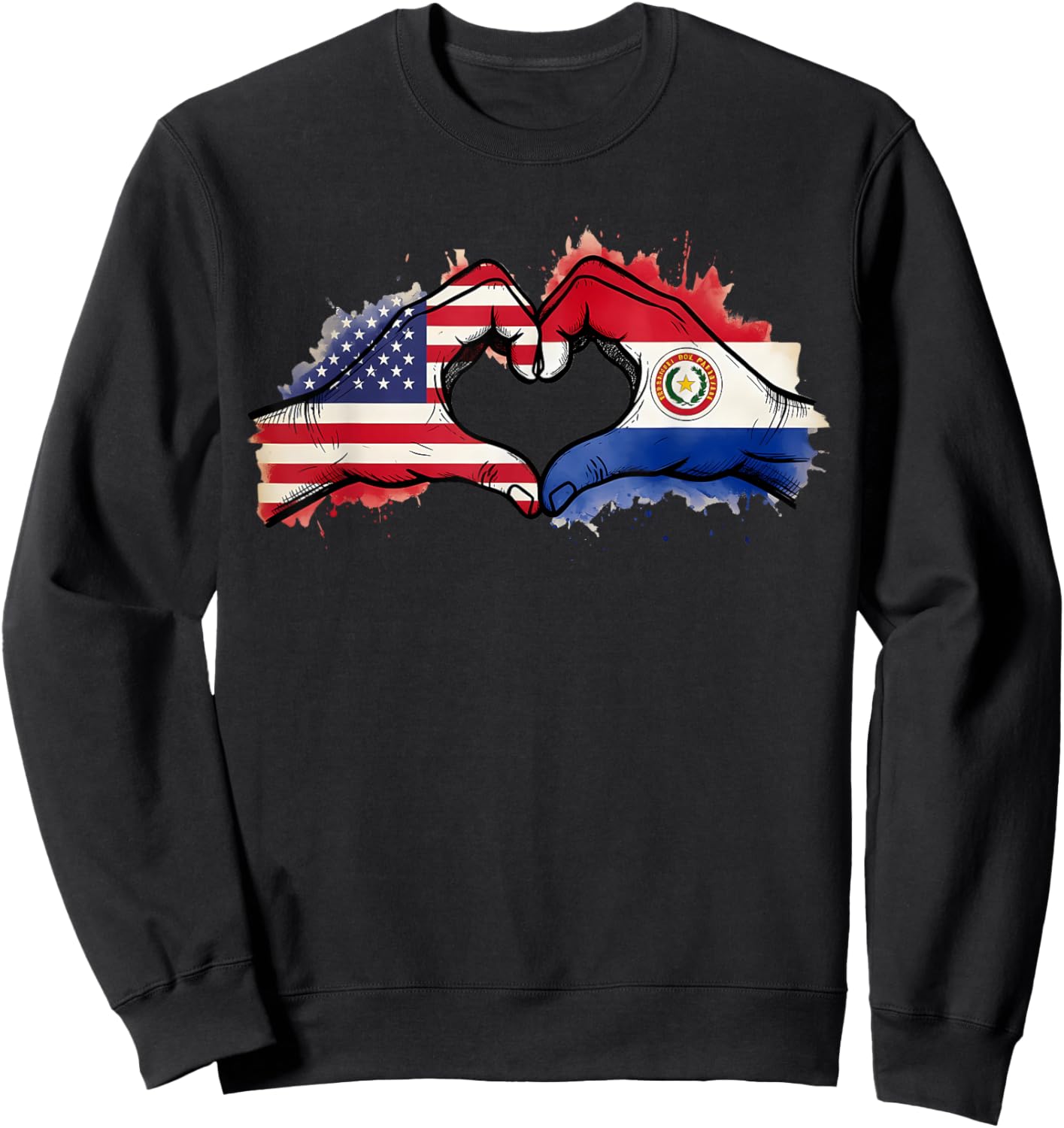 Paraguay Flag Half Paraguayan Half America Sweatshirt - Sweatshirt | Black
