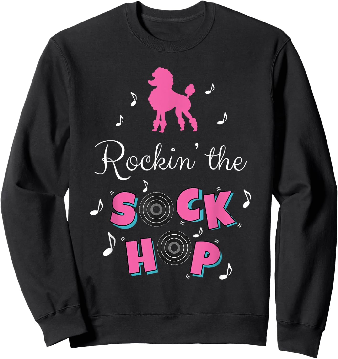 Sock Hop Costume Girls Women Pink Poodle Sweatshirt - Sweatshirt | Black