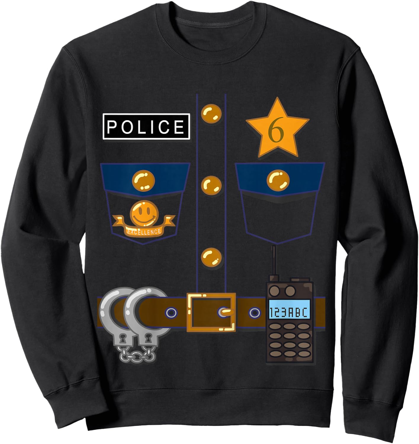 Kids Policeman Costume Funny Birthday 6 Year Old T Shirt Sweatshirt - Sweatshirt | Black