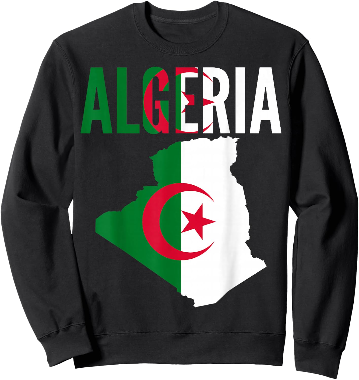 Algerian - Algeria Country Map Flag Sweatshirt - Sweatshirt | Black