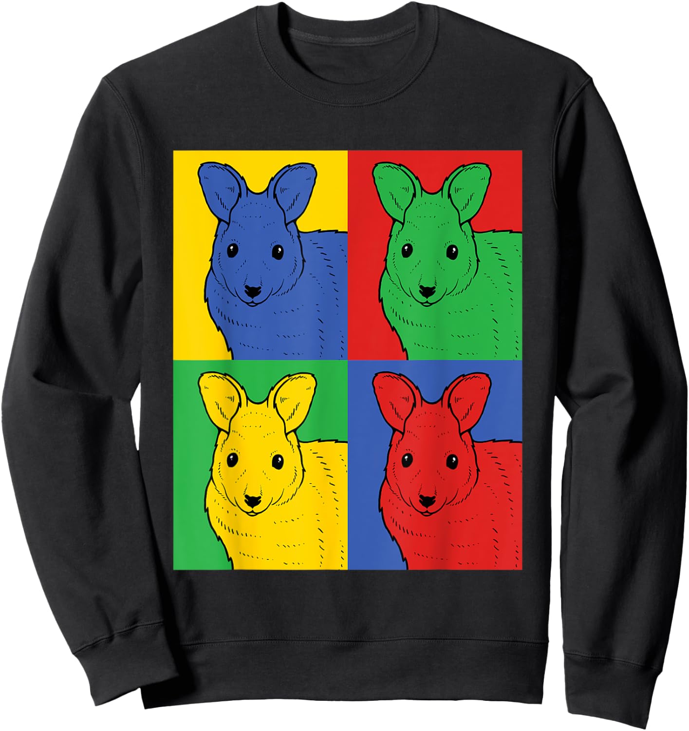 Wallaby Pop Art - Retro Macropod Sweatshirt - Sweatshirt | Black