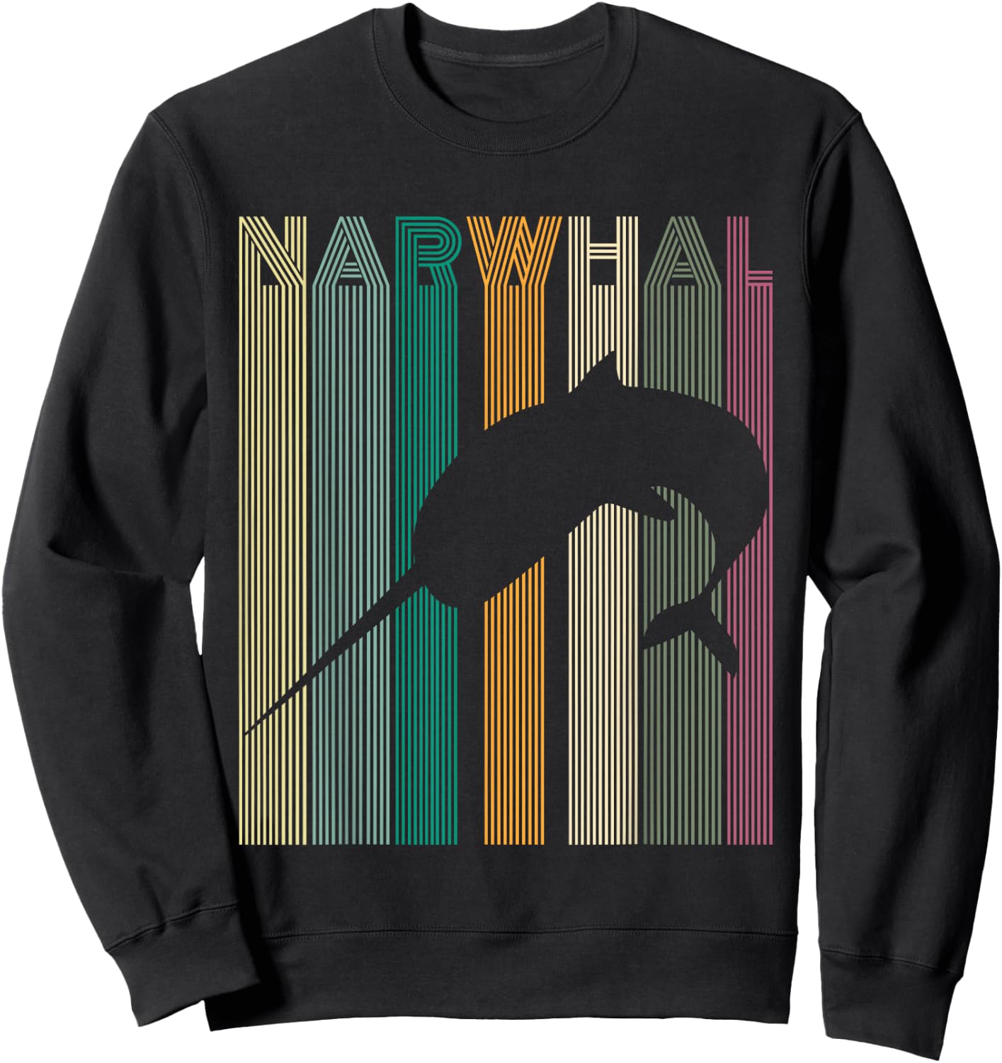 Kids Narwhal Retro Narwhal Shirt Women Men Boys Sweatshirt - Sweatshirt | Black