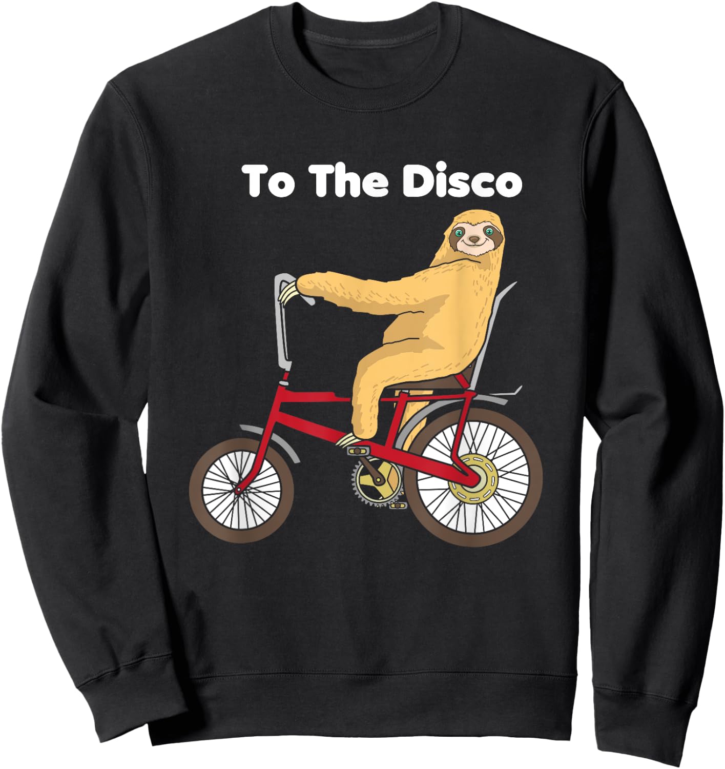 To The Disco Shirt - Sloth Riding Vintage Retro Bike Sweatshirt - Sweatshirt | Black