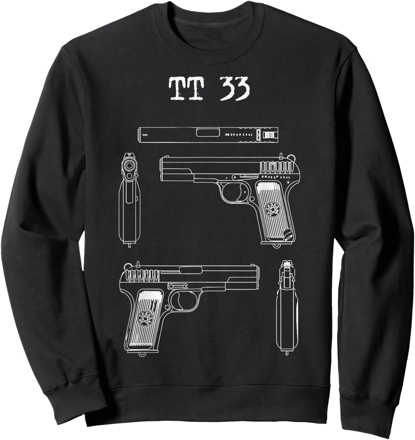 TT33 Tokarev blueprints, range Sweatshirt - Sweatshirt | Black