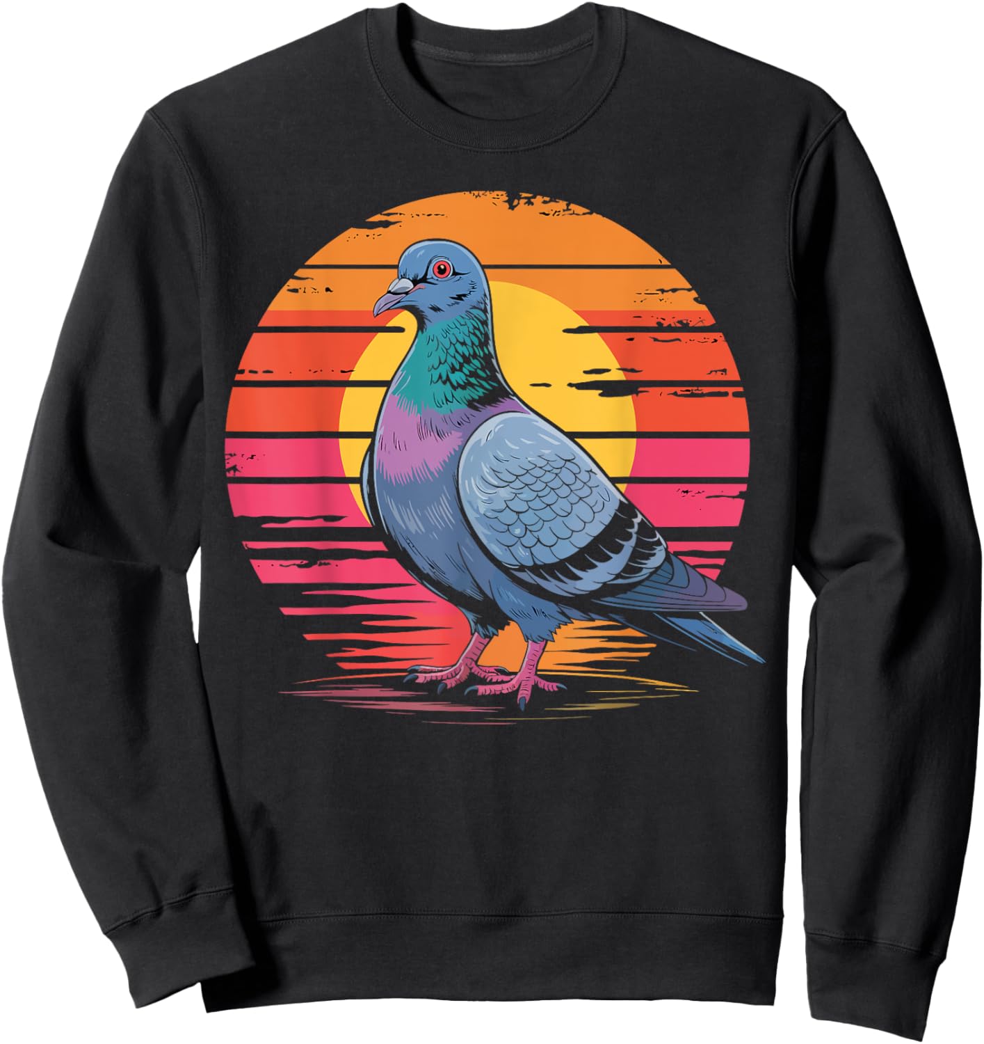 Retro Pigeon Lover Urban Birdwatching Gifts Women Sweatshirt - Sweatshirt | Black
