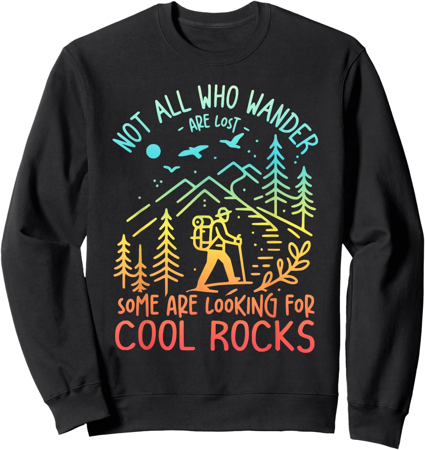 Not All Who Wander Are Lost Some Are Looking For Cool Rocks Sweatshirt - Sweatshirt | Black