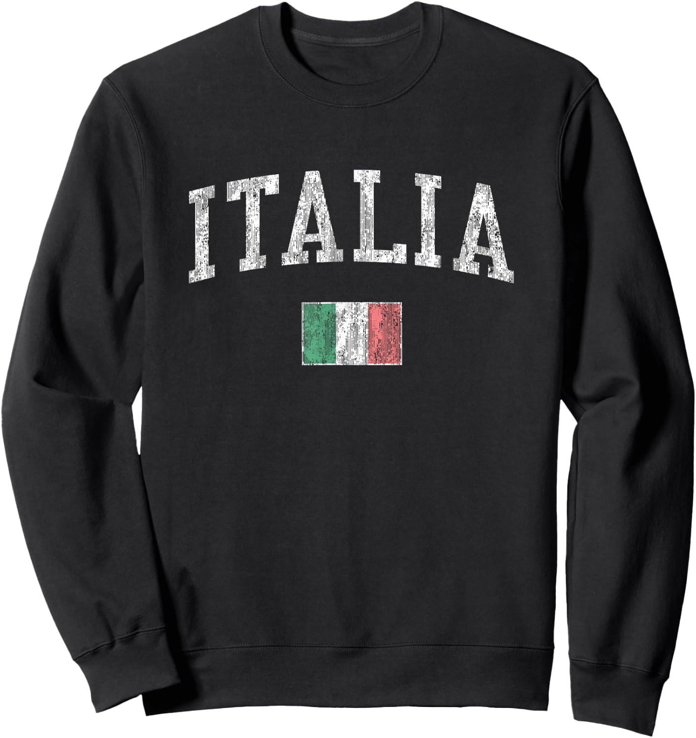 Italy Vintage Italia Sports Design Italian Flag Sweatshirt - Sweatshirt | Black